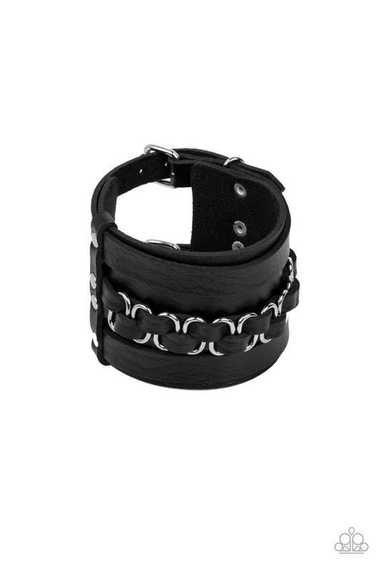 Rocker Attitude - Black Buckle Closure Bracelet - Paparazzi Accessories