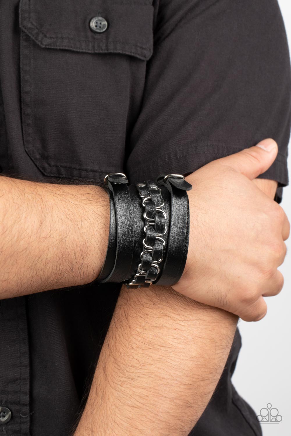 Rocker Attitude - Black Buckle Closure Bracelet - Paparazzi Accessories