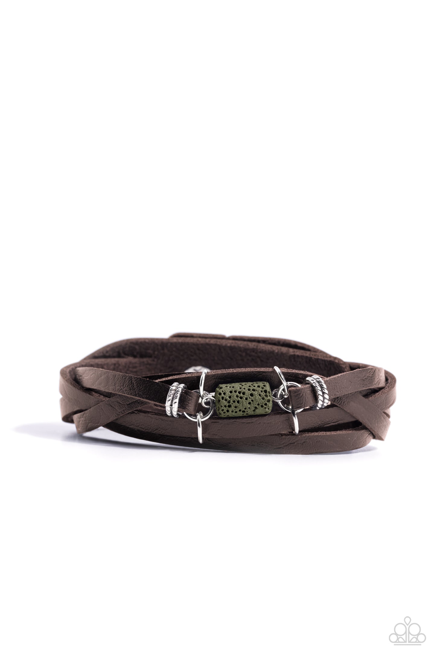Metamorphic Monument - Green Urban Leather Snap Wrap Bracelet - Paparazzi Accessories