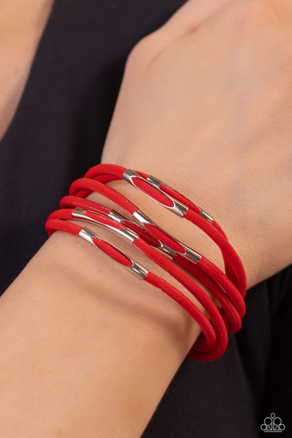 Magnetic Personality - Red Leather Magnet Bracelet - Paparazzi Accessories