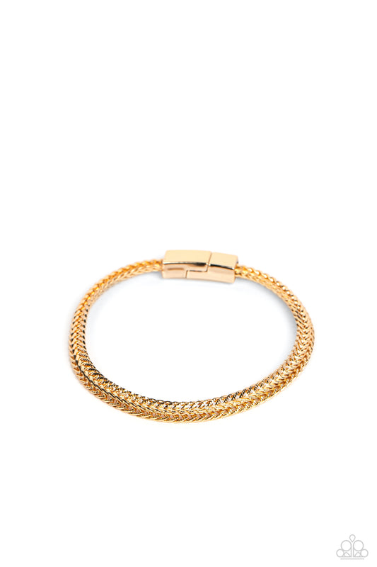 Cable Train - Gold Chain Magnetic Bracelet - Paparazzi Accessories