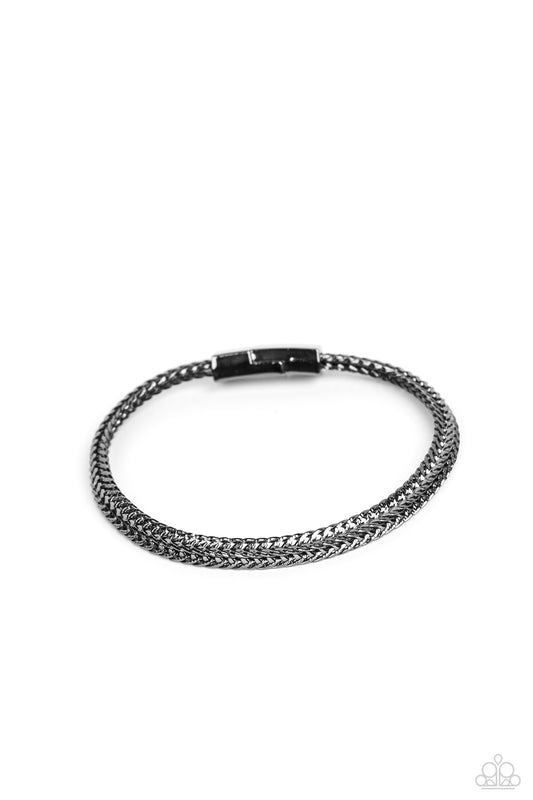 Cable Train - Black Men's Bracelet - Paparazzi Accessories