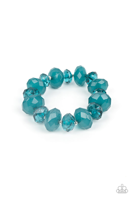 Keep GLOWING Forward - Blue Crystal-like Bead Stretchy Bracelet - Paparazzi Accessories