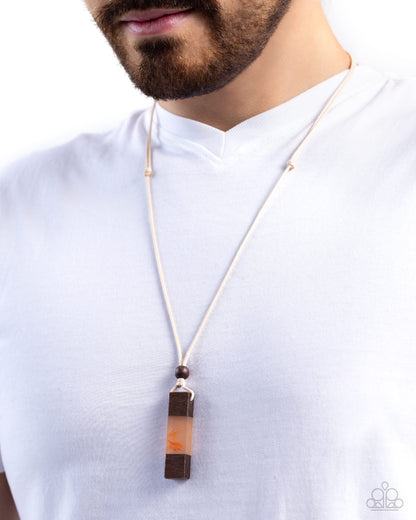 Timber Totem - Orange Urban Necklace - Paparazzi Accessories