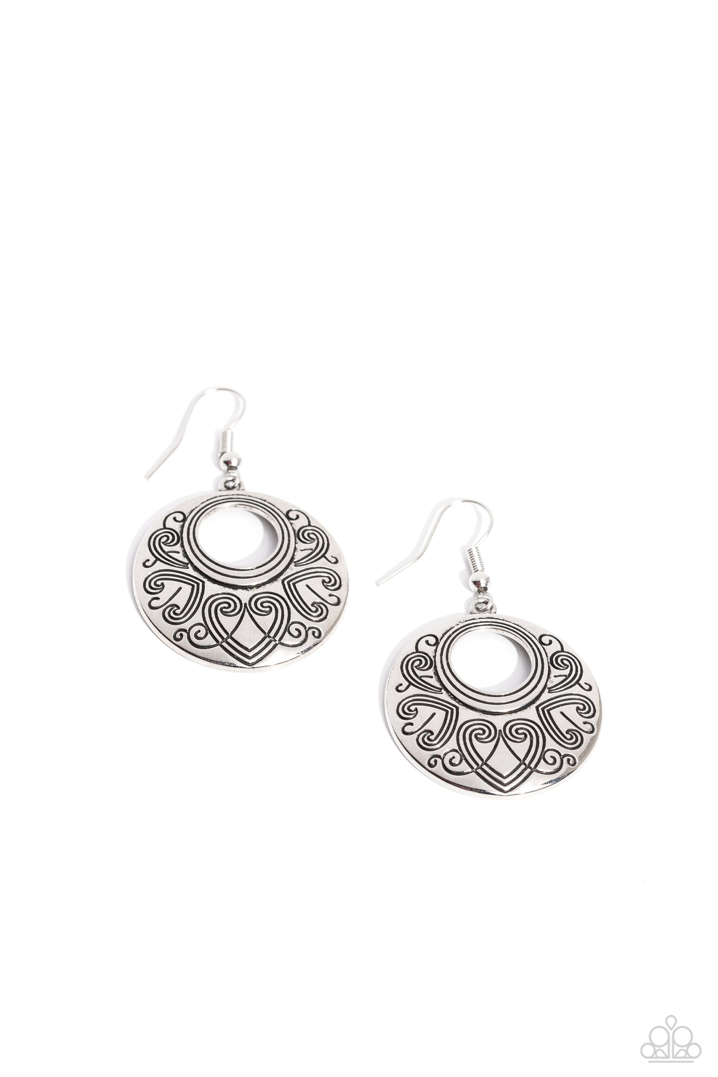 Western Beau - Silver Fishhook Earring - Paparazzi Accessories