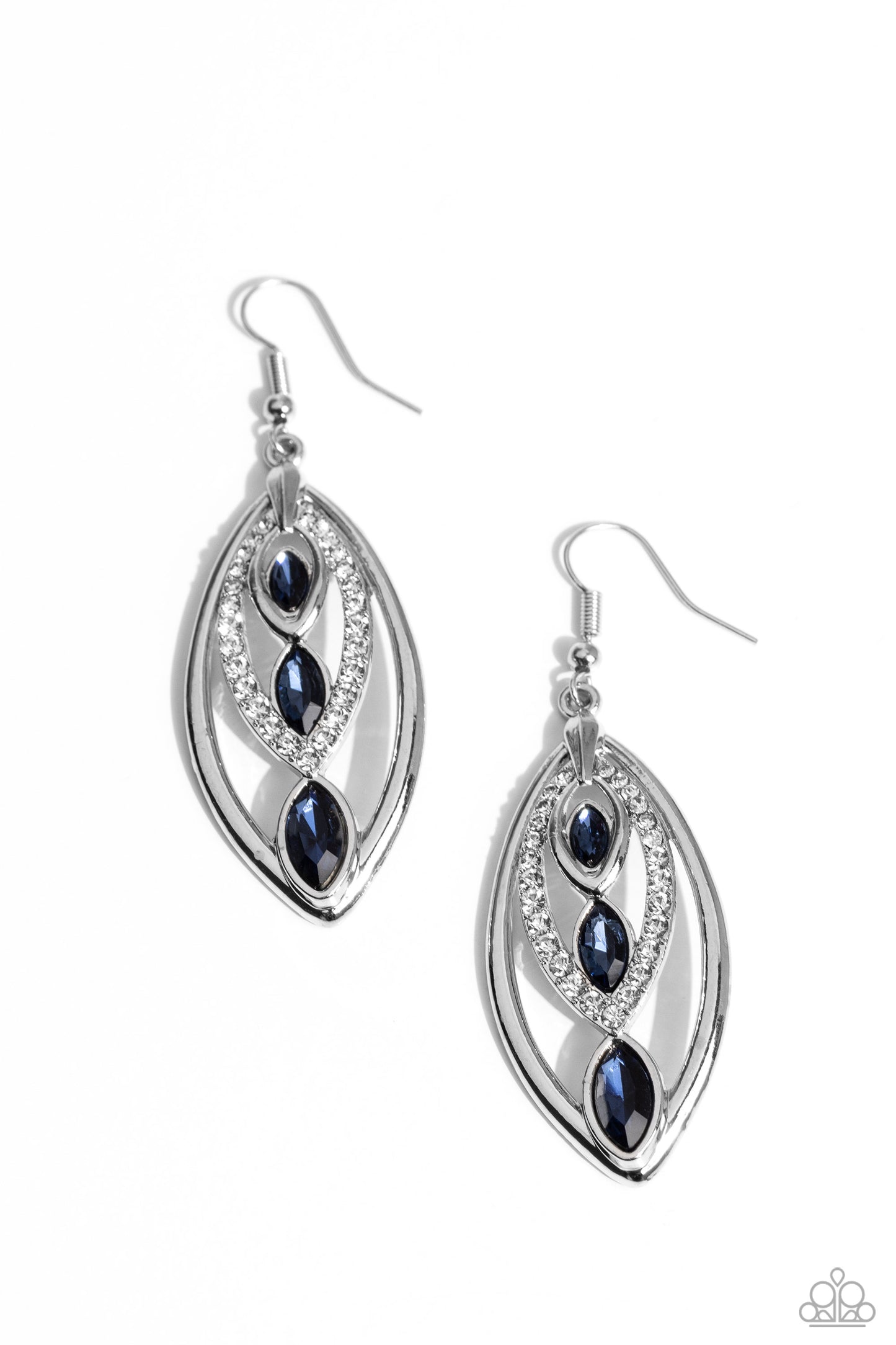 Extra Exuberant - Blue - Marquise Rhinestone Fishhook Earrings - Paparazzi Accessories