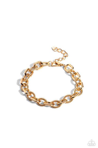 Double Clutch - Gold - Clasp Closure Urban Bracelet - Paparazzi Accessories