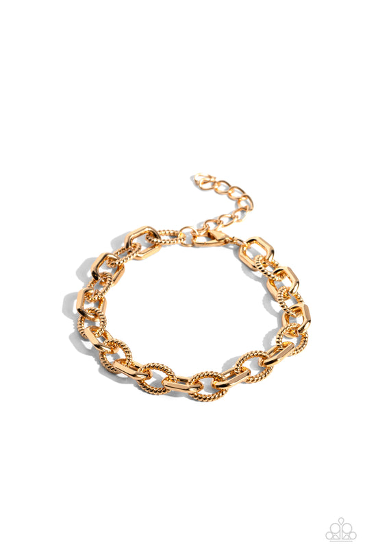 Double Clutch - Gold - Clasp Closure Urban Bracelet - Paparazzi Accessories