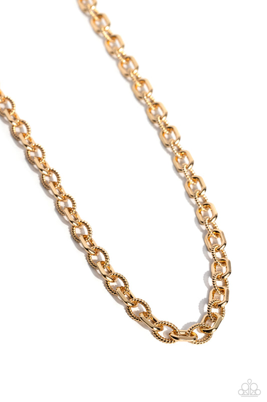 Modern Motorhead - Gold Chain Urban Necklace - Paparazzi Accessories