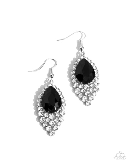 Glorious Glimmer - Black Fishhook Earrings - Paparazzi Accessories