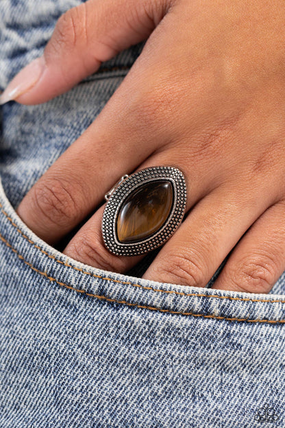 Artisanal Apothecary - Brown - Tiger's Eye Stone Ring - Paparazzi Accessories