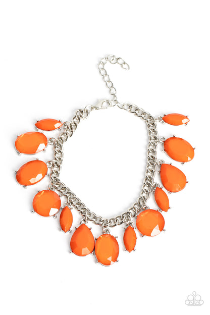 Serendipitous Shimmer - Orange Bead Clasp Bracelet - Paparazzi Accessories