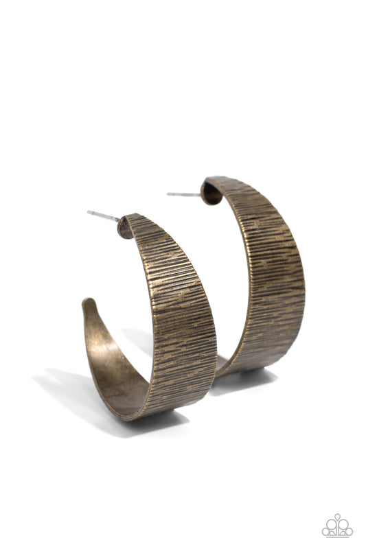 Lecture on Texture - Brass Hoop Earrings - Paparazzi Accessories