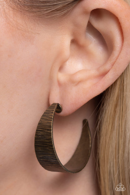Lecture on Texture - Brass Hoop Earrings - Paparazzi Accessories