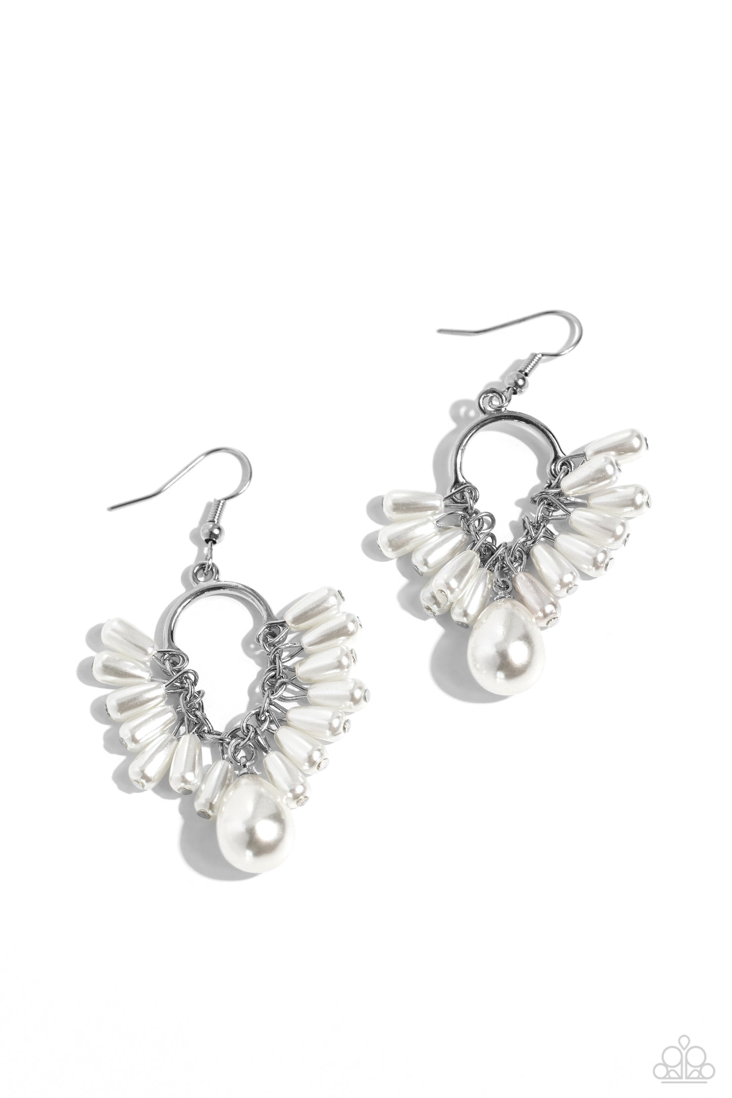 Ahoy There! - White Pearl Fishhook Earrings - Paparazzi Accessories