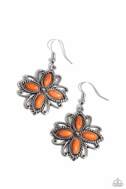 Badlands Ballad - Orange Stone Earrings - Paparazzi Accessories