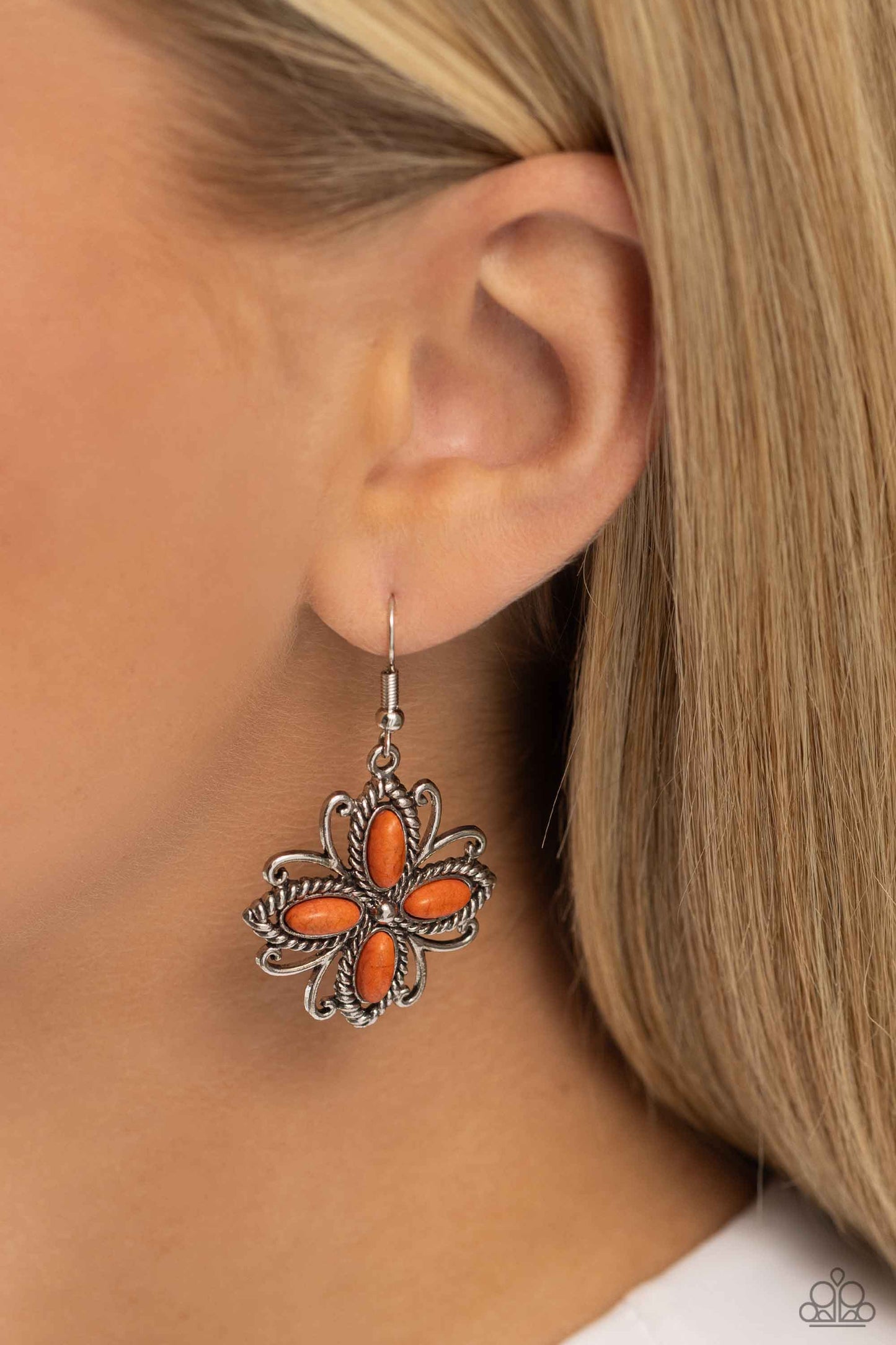 Badlands Ballad - Orange Stone Earrings - Paparazzi Accessories