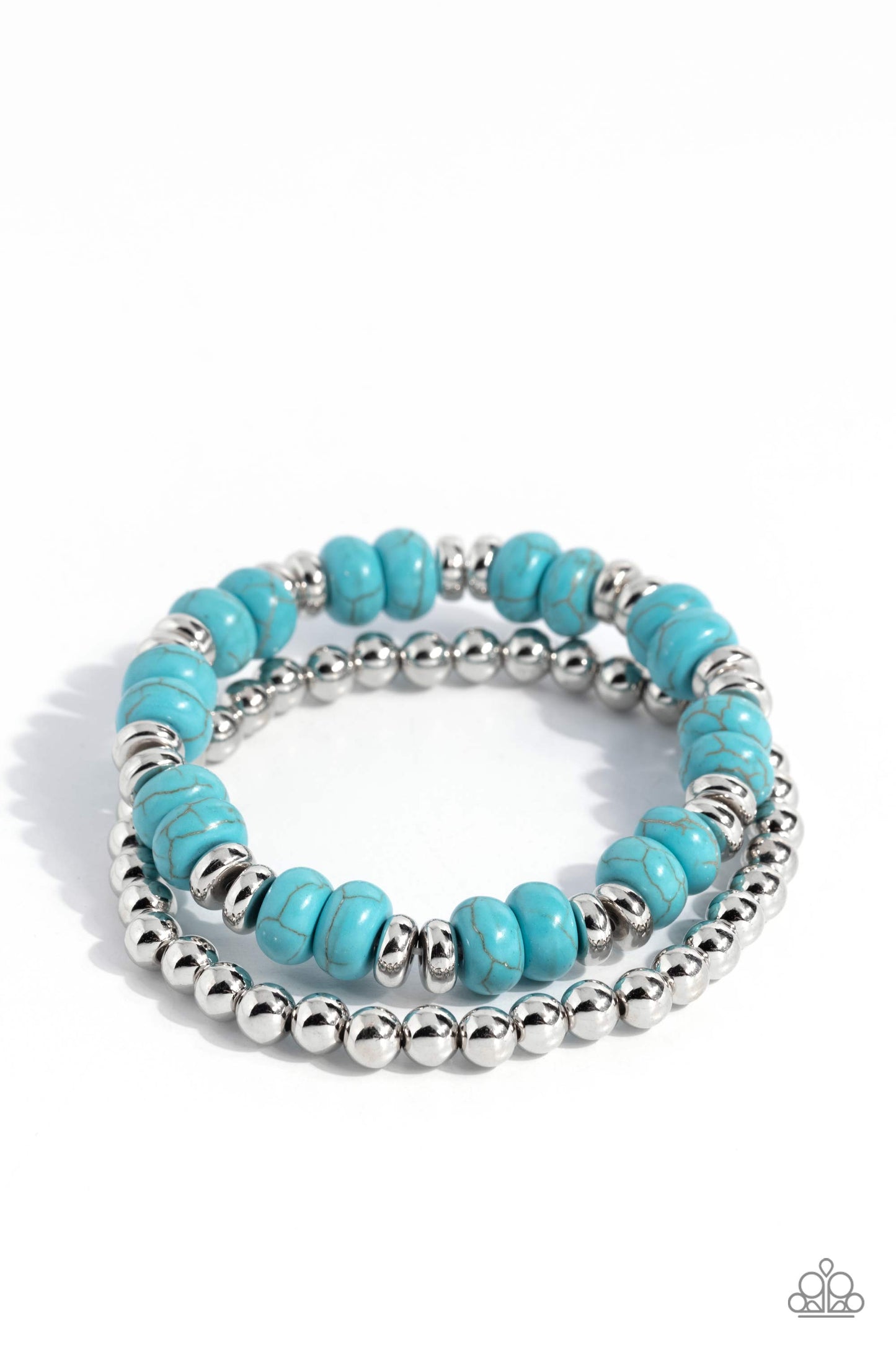 Secret Quarry - Blue Crackle Stone Stretchy Bracelet - Paparazzi Accessories