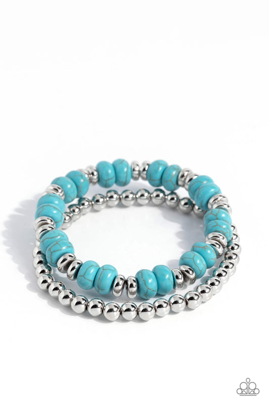 Secret Quarry - Blue Crackle Stone Stretchy Bracelet - Paparazzi Accessories