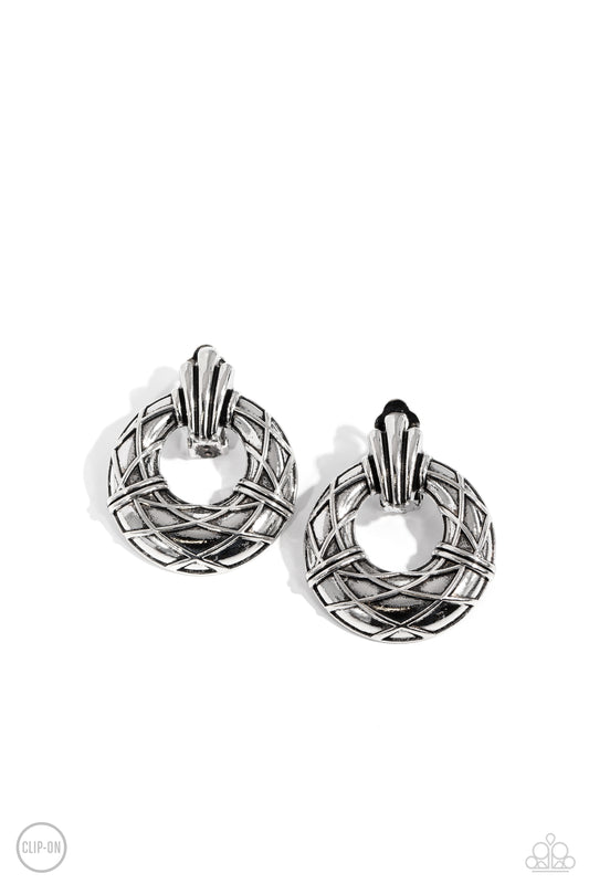 Metro Voyage - Silver Clip on Earrings - Paparazzi Accessories