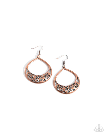 Island Ambrosia - Copper Fishhook Earrings - Paparazzi Accessories