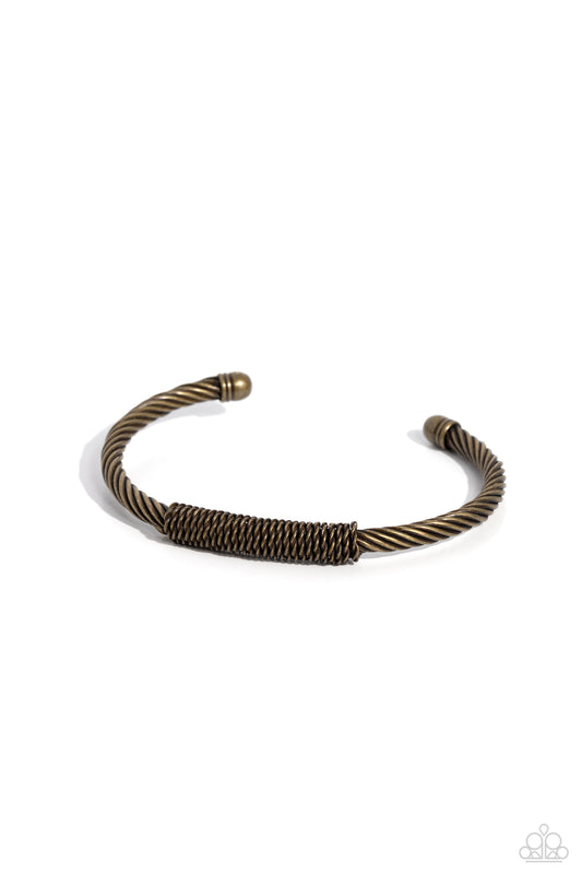 CABLE-Minded - Brass Cuff Bracelet - Paparazzi Accessories