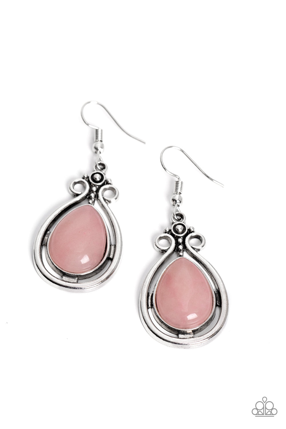 Mountain Mantra - Pink Stone Fishhook Earrings - Paparazzi Accessories