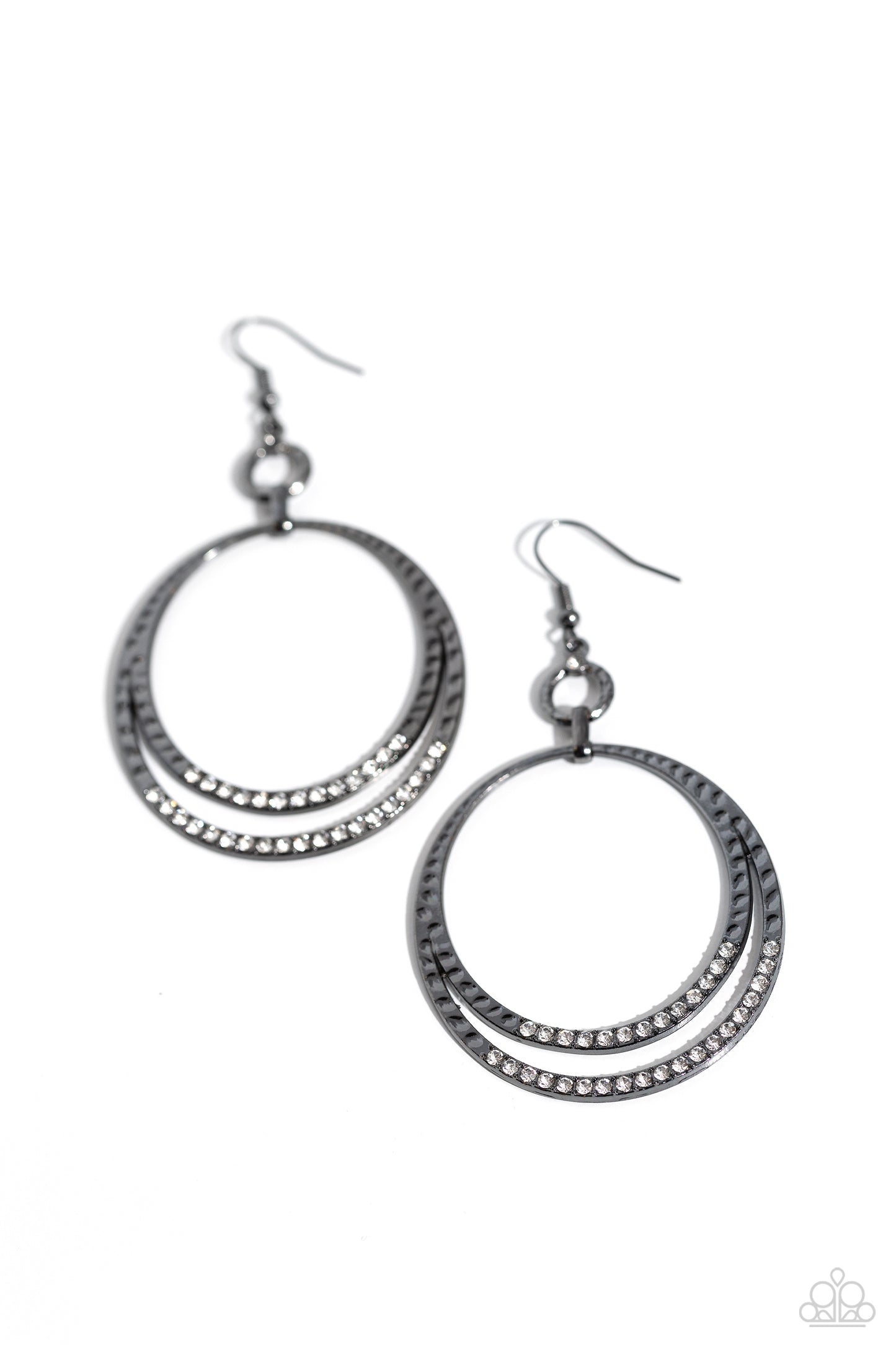 Spin Your HEELS - Black Gunmetal Earrings - Paparazzi Accessories