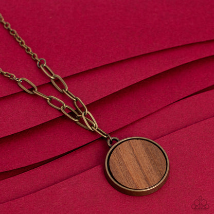 WOODnt Dream of It - Brass Wood Pendant Necklace - Paparazzi Accessories