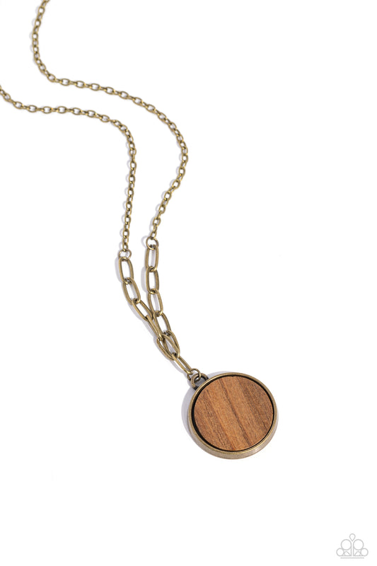 WOODnt Dream of It - Brass Wood Pendant Necklace - Paparazzi Accessories