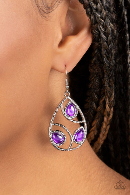 Send the BRIGHT Message - Purple Fishhook Earrings - Paparazzi Accessories