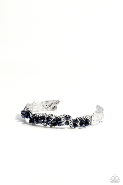 Enticingly Icy - Blue Crystal Wire Wrapped Cuff Bracelet - Paparazzi Accessories