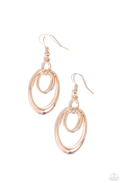 So OVAL-Rated - Rose Gold Earrings - Paparazzi Accessories