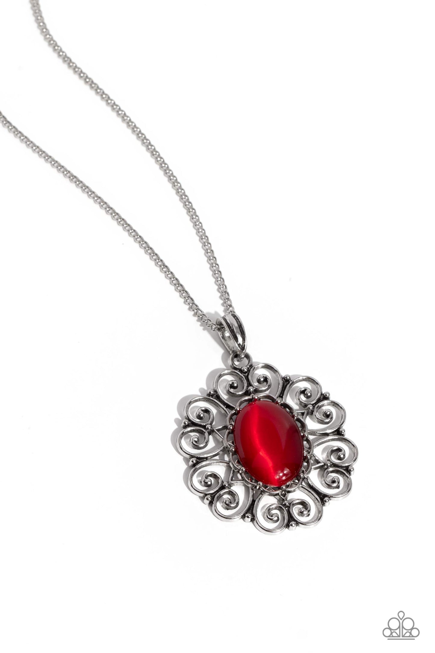 Sentimental Sabbatical - Red - Cat's Eye Pendant Necklace - Paparazzi Accessories