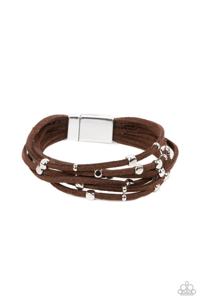Clustered Constellations - Brown Suede Magnetic Bracelet - Paparazzi Accessories