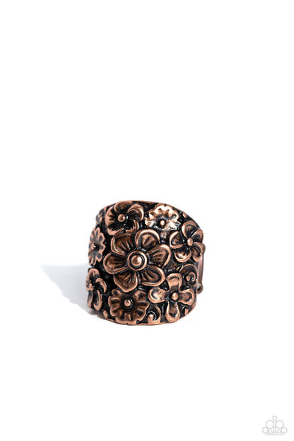 Burnished Bouquet - Copper Ring - Paparazzi Accessories