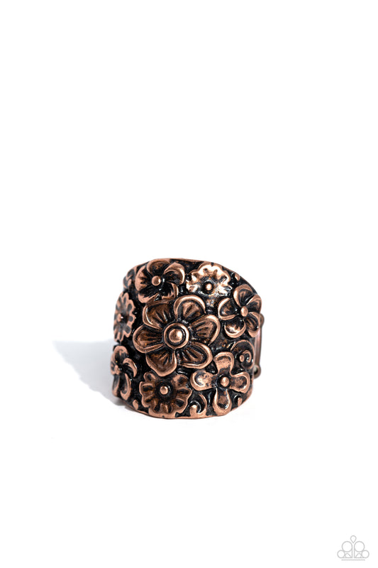 Burnished Bouquet - Copper Ring - Paparazzi Accessories