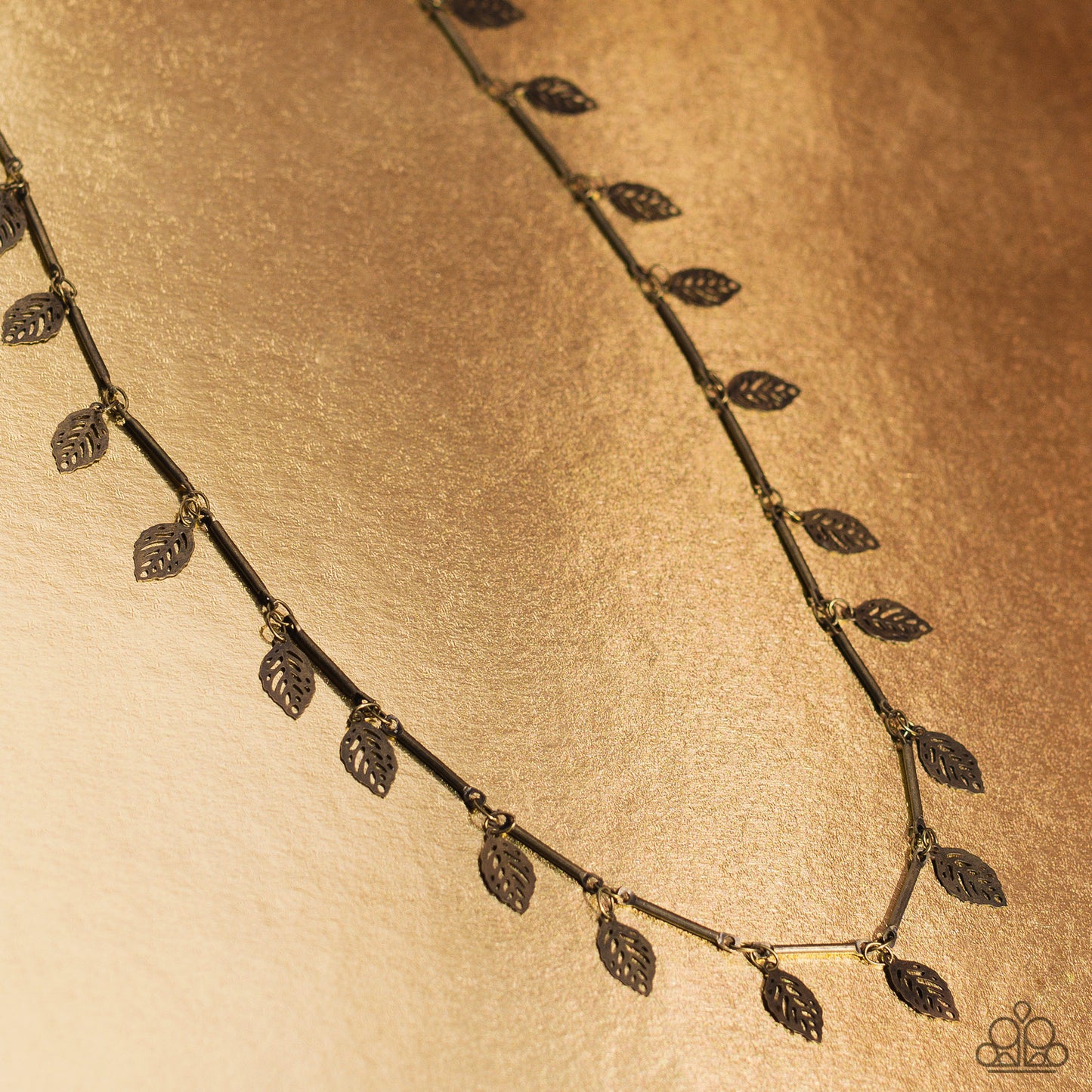LEAF a Light On - Brass Leaves Choker Necklace - Paparazzi Accessories