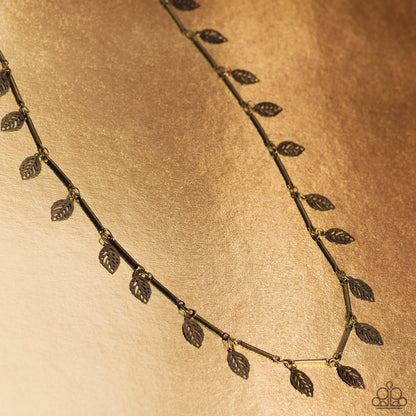 LEAF a Light On - Brass Leaves Choker Necklace - Paparazzi Accessories
