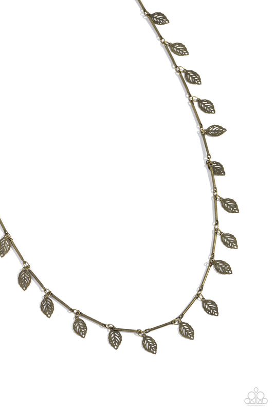 LEAF a Light On - Brass Leaves Choker Necklace - Paparazzi Accessories