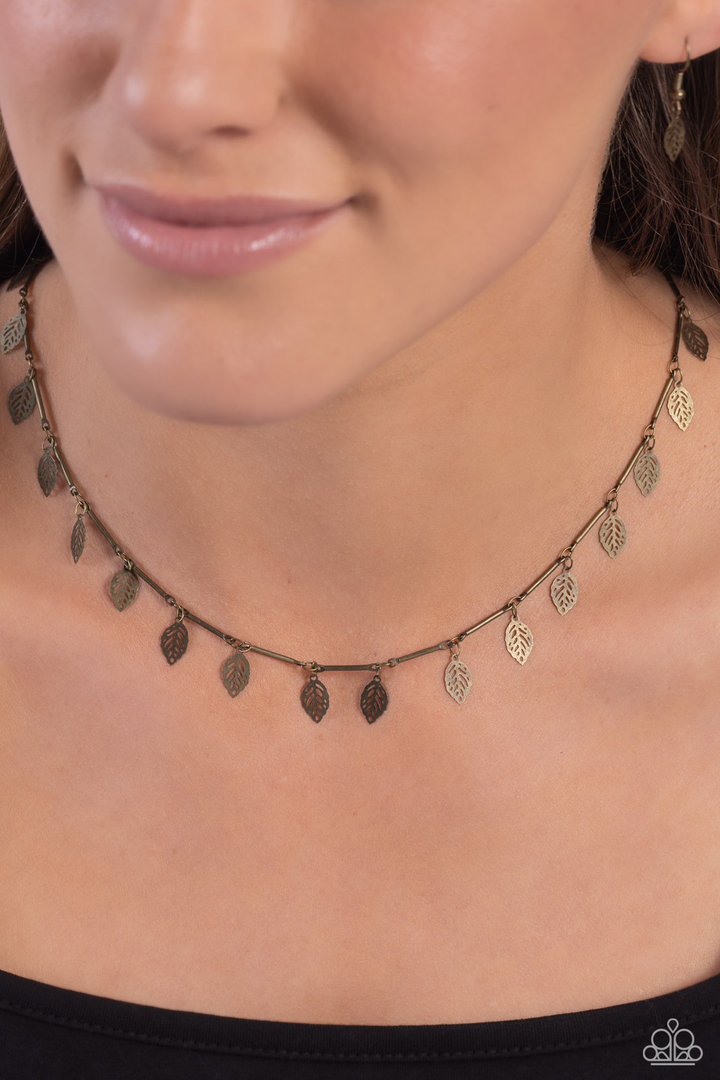 LEAF a Light On - Brass Leaves Choker Necklace - Paparazzi Accessories