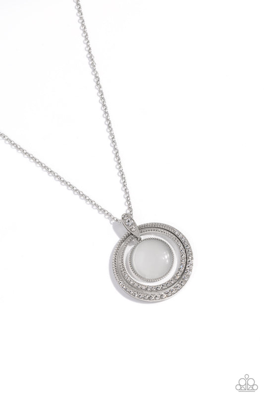 Cats Eye Couture - White Cat's Eye Stone Pendant Necklace - Paparazzi Accessories