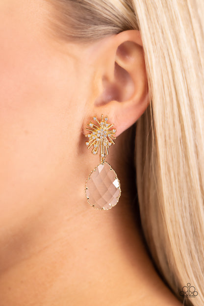 Stellar Shooting Star - Gold Post Earrings - Paparazzi Accessories