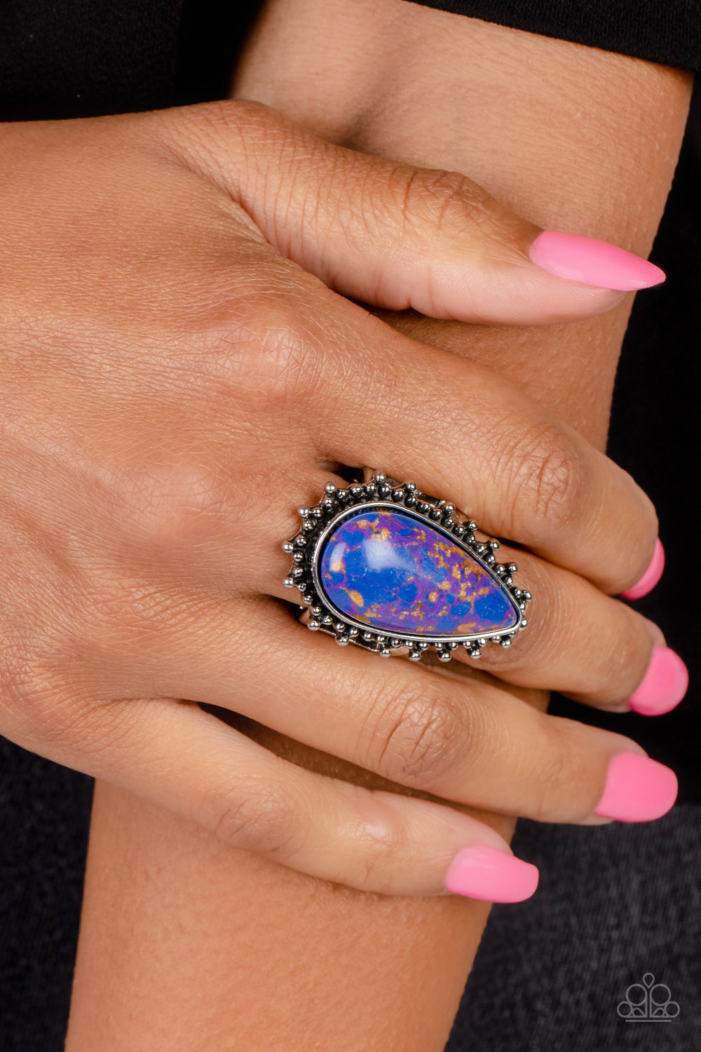 Down-to-Earth Essence - Purple Teardrop Stone Ring - Paparazzi Accessories