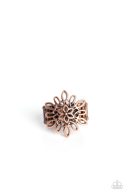 Coastal Chic - Copper Floral Design Ring - Paparazzi Accessories