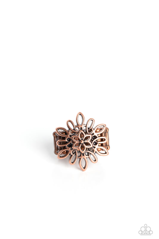 Coastal Chic - Copper Floral Design Ring - Paparazzi Accessories