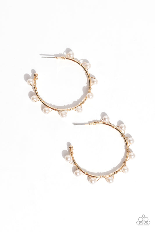 Night at the Gala - Gold Hoop Earring - Paparazzi Accessories