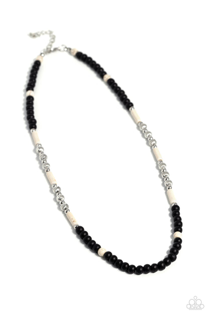 Volcanic Valiance - White Crackle Stone Urban Necklace - Paparazzi Accessories