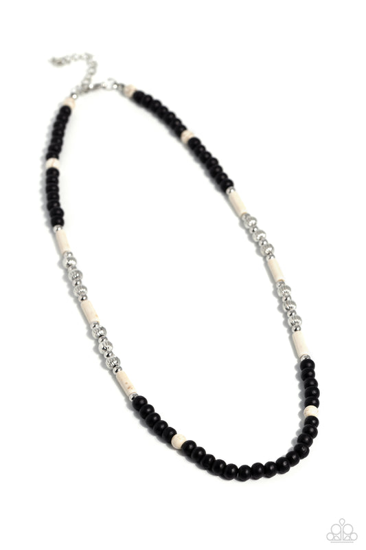 Volcanic Valiance - White Crackle Stone Urban Necklace - Paparazzi Accessories