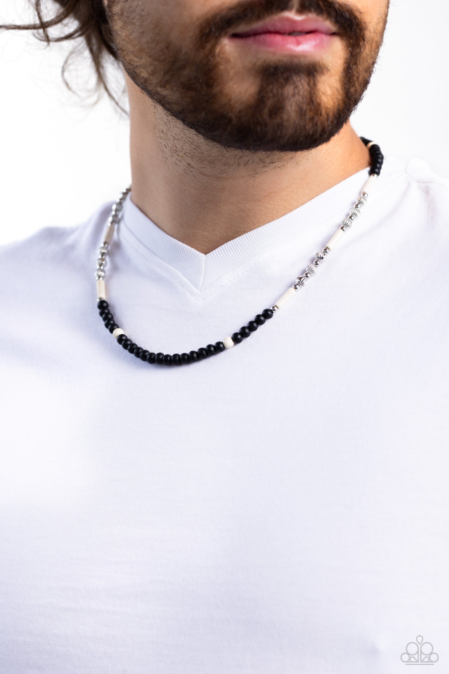 Volcanic Valiance - White Crackle Stone Urban Necklace - Paparazzi Accessories